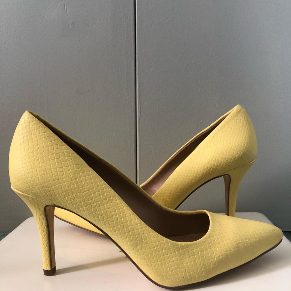 Yellow Snake Skin Heels